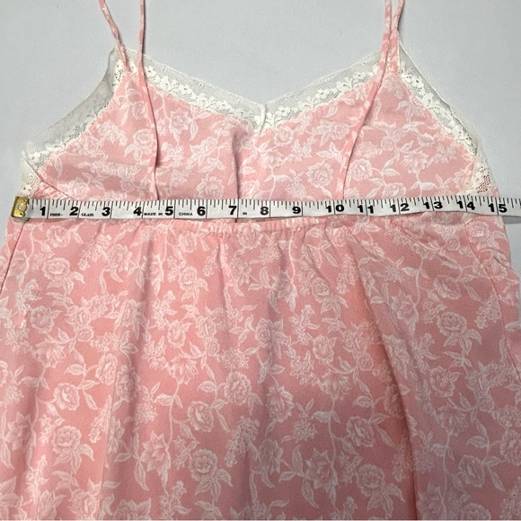Vintage Natori Slip Dress Nightgown Size M Floral Lace Stretch Coquette Pink - Picture 6 of 11